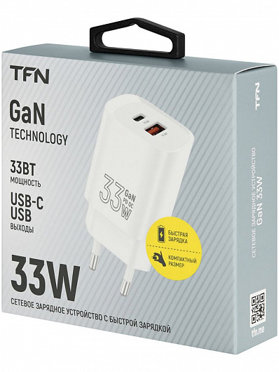 Сетевое зарядное устройство TFN USB Type-С/USB-A 33W Белый