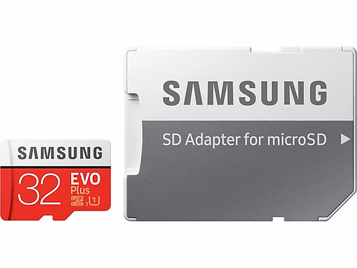 Карта памяти MicroSD Samsung 32GB Evo Plus с адаптером Красный