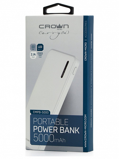 Внешний аккумулятор 5000 mAh CrownMicro CMPB-5000 Белый