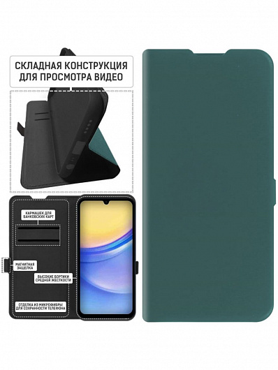 Чехол-книжка Krutoff Eco Book для Samsung Galaxy A15 Зеленый