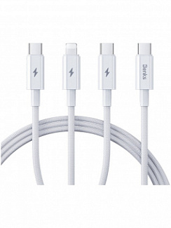 Кабель USB-A - 2USB-C+Lightining Benks D46 1,2м Белый