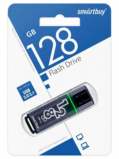 USB-флеш-накопитель SmartBuy Glossy USB 3.0 128 GB (Темно-серый)