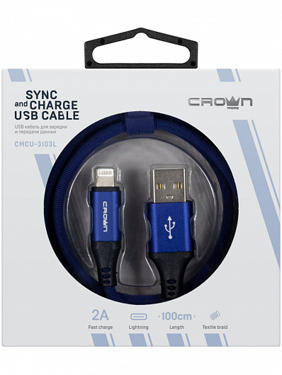 Кабель USB - Lightning 3103L CrownMicro Синий