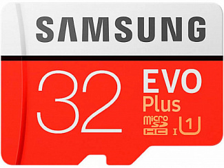 Карта памяти MicroSD Samsung 32GB Evo Plus с адаптером Красный