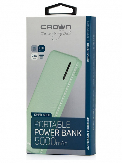 Внешний аккумулятор 5000 mAh CrownMicro CMPB-5000 Зеленый